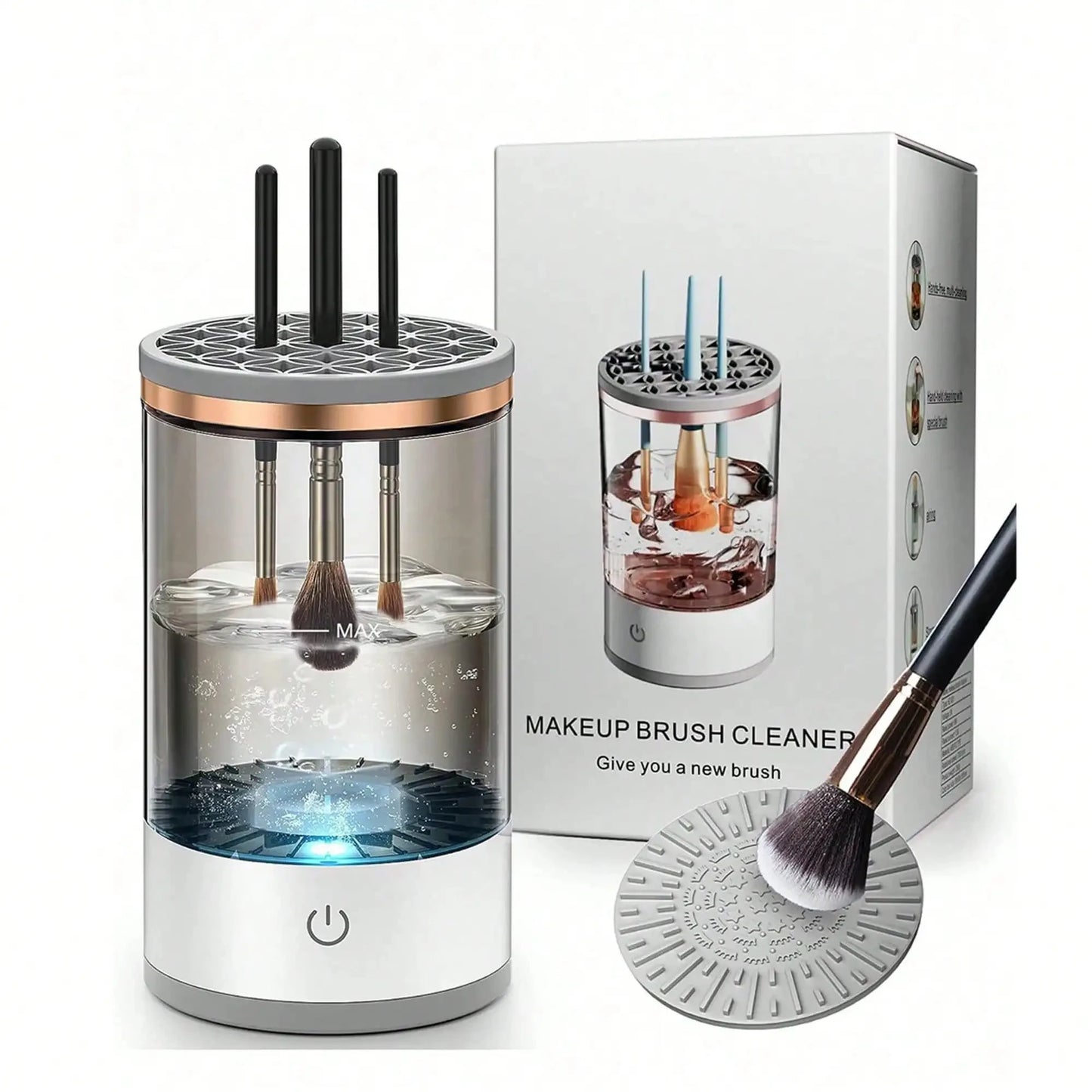 Automatic Makeup Brush Cleaner Machine - Sanitizes All Brush Types by Removing Bacteria, Residue & Protecting Skin Health