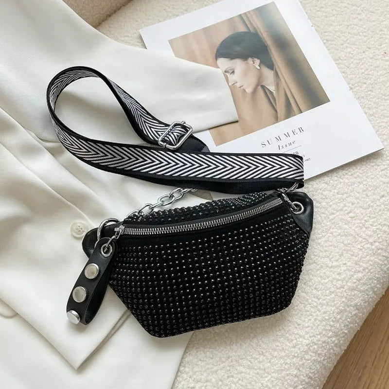 Fashion Leather Female Belt Bag Ladies Diamond Fanny pack Hip pack Designer Woman Shoulder Crossbody Chest Bags Chain Waist Bags