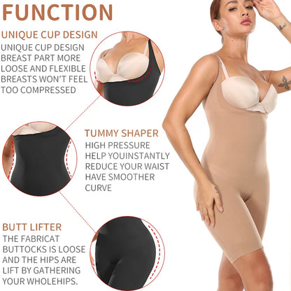 Women Full Body Shapers Seam-free Bodysuit Shapewear Tummy Slimming Sheath Abdomen Reducing Corset Butt Lifter Booty Enhancer