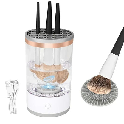 3 In 1 USB Plug Portable Electric Makeup Brush Cleaner with Rubber Makeup Machine For Deep Cleaning One Click Operation Suitable