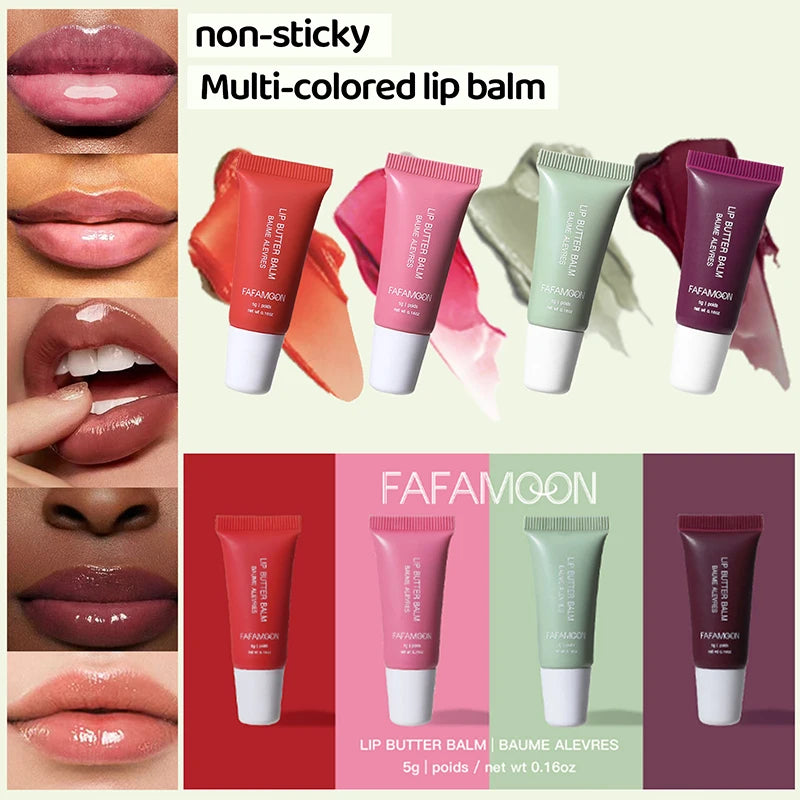 Summer Holiday 4pcs Lip Butter Balm Set,Conditioning Lipgloss,Instant Moisturizing Lip Plumper,Lips Soothing Hydrating Care Oil