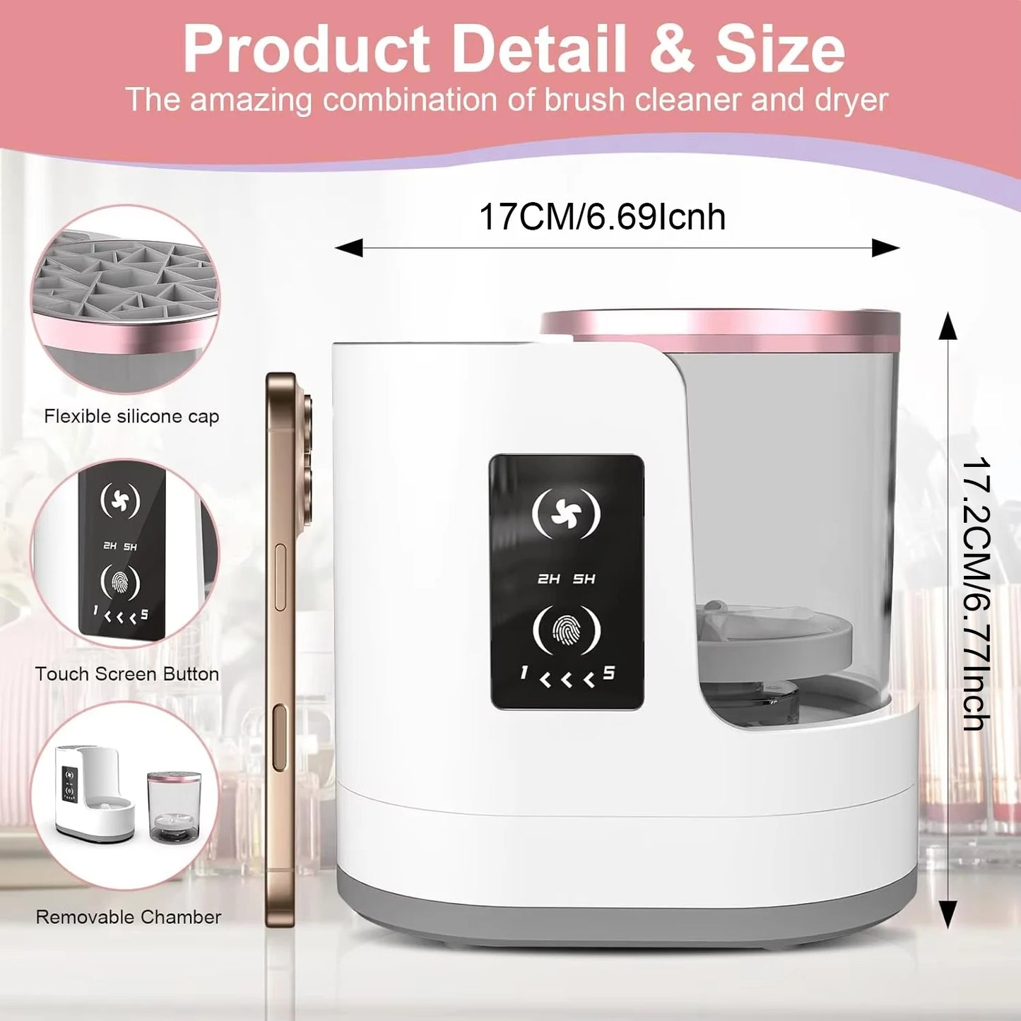 3-in-1 Electric Makeup Brush Cleaner Professional Makeup Brush Cleaning and Drying Machine - Portable USB Automatic Beauty Tool, Suitable for All Sizes of Eyeshadow, Contour, and Makeup Brush Sets