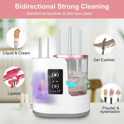 3-in-1 Electric Makeup Brush Cleaner Professional Makeup Brush Cleaning and Drying Machine - Portable USB Automatic Beauty Tool, Suitable for All Sizes of Eyeshadow, Contour, and Makeup Brush Sets
