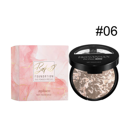 Full Coverage Pressed Powder Foundation Oil Control Brightening Waterproof Lasting Flawless Finishing Powder Face Makeup Setting