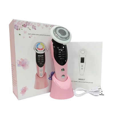 Facial Mesotherapy Electroporation RF Radio Frequency LED Photon Face Lifting Tighten Wrinkle Removal Skin Care Face Massager