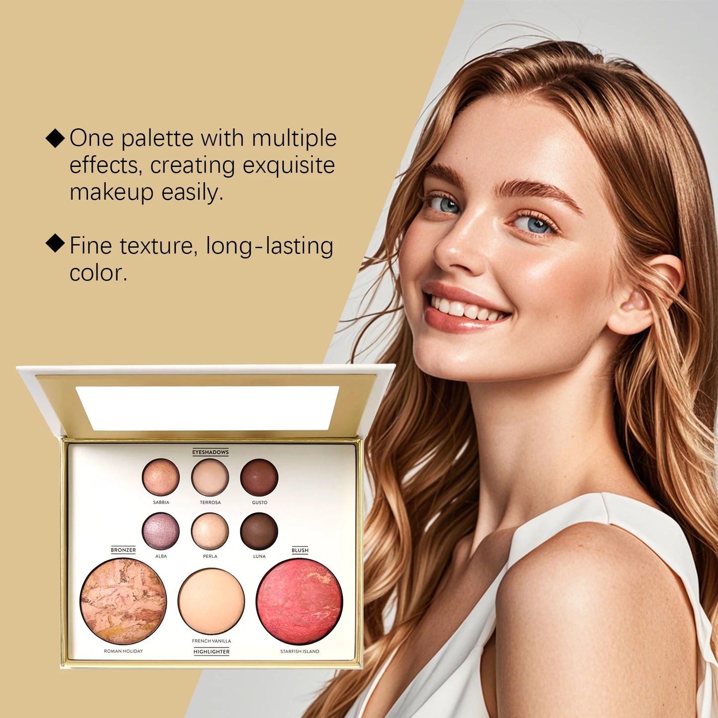 Multi-functional Makeup Palette with Eye Shadow, Powder Blusher, High Light, Brightening Multi-purpose Portable Makeup