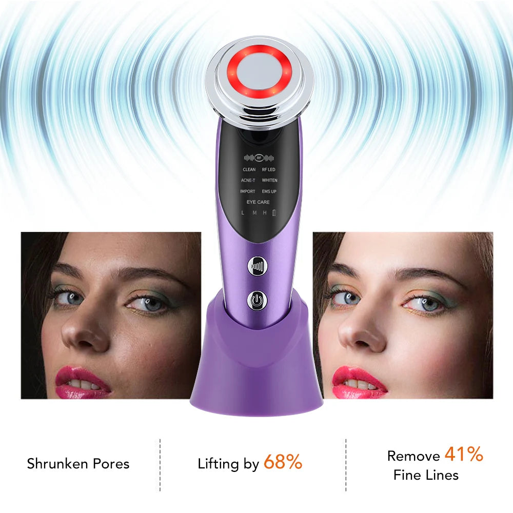 Facial Mesotherapy Electroporation RF Radio Frequency LED Photon Face Lifting Tighten Wrinkle Removal Skin Care Face Massager