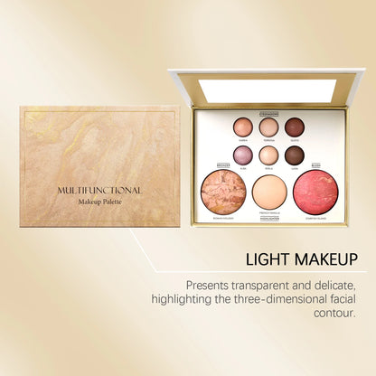 Multi-functional Makeup Palette with Eye Shadow, Powder Blusher, High Light, Brightening Multi-purpose Portable Makeup