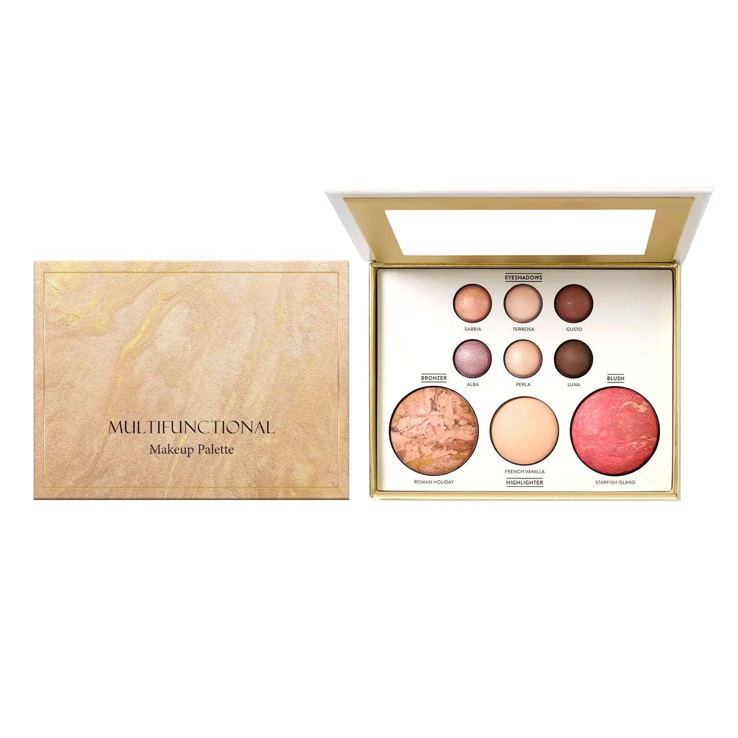 Multi-functional Makeup Palette with Eye Shadow, Powder Blusher, High Light, Brightening Multi-purpose Portable Makeup