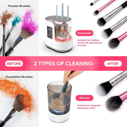 3-in-1 Electric Makeup Brush Cleaner Professional Makeup Brush Cleaning and Drying Machine - Portable USB Automatic Beauty Tool, Suitable for All Sizes of Eyeshadow, Contour, and Makeup Brush Sets