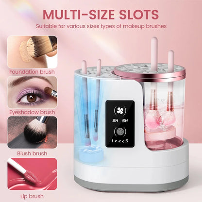 3-in-1 Electric Makeup Brush Cleaner Professional Makeup Brush Cleaning and Drying Machine - Portable USB Automatic Beauty Tool, Suitable for All Sizes of Eyeshadow, Contour, and Makeup Brush Sets