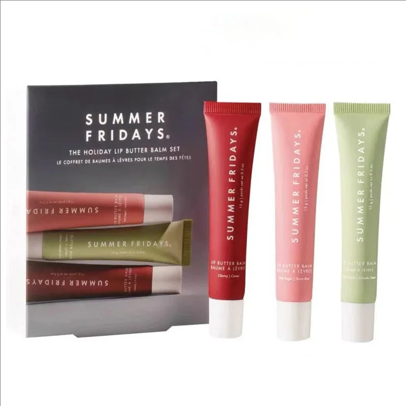 Summer Fridays The Holiday Trio Set Lip Butter Balm in Hot Cocoa Toasted Marshmallow Jet Lag Mask Moisturizer Lip Gloss Skin