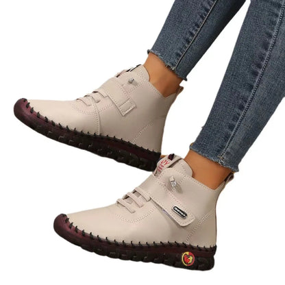 Winter Orthopedic Boots For Women Autumn Fall Leather Shoes With Fur Red Moccasins Woman Ankle Boots Mom Plush Sneakers Shoe