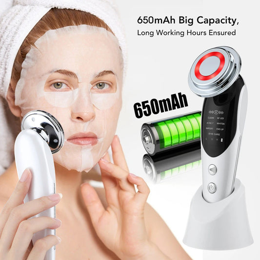 Facial Mesotherapy Electroporation RF Radio Frequency LED Photon Face Lifting Tighten Wrinkle Removal Skin Care Face Massager