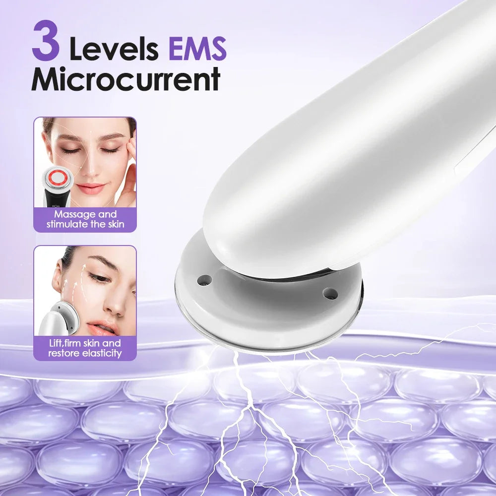 7 in 1 EMS Facial Massager Face Beauty Instrument with Induced Vibration and Hot Compress Face Skin Care Tool LED Light Therapy,Vyluxe Store