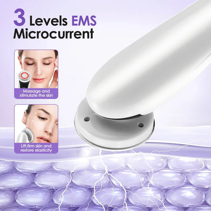 7 in 1 EMS Facial Massager Face Beauty Instrument with Induced Vibration and Hot Compress Face Skin Care Tool LED Light Therapy,Vyluxe Store