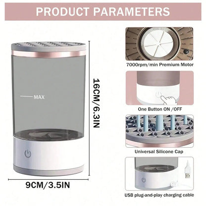 Automatic Makeup Brush Cleaner Machine - Sanitizes All Brush Types by Removing Bacteria, Residue & Protecting Skin Health