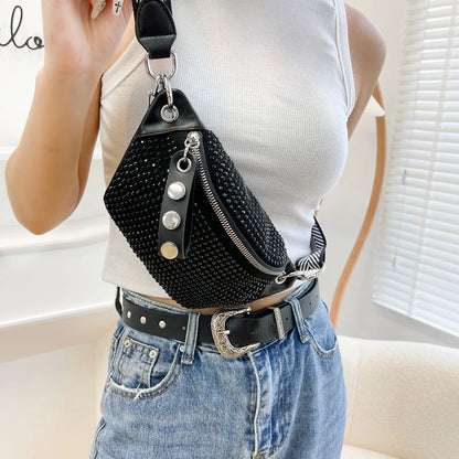 Fashion Leather Female Belt Bag Ladies Diamond Fanny pack Hip pack Designer Woman Shoulder Crossbody Chest Bags Chain Waist Bags