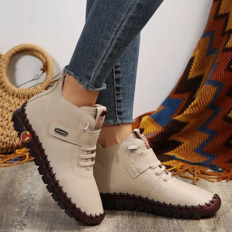 Winter Orthopedic Boots For Women Autumn Fall Leather Shoes With Fur Red Moccasins Woman Ankle Boots Mom Plush Sneakers Shoe