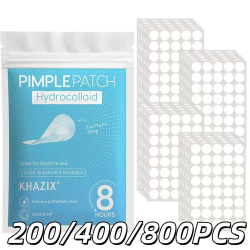 200/400/800PCS ultra-thin water-based gel acne patches, leaving no trace on the skin, with long-lasting adhesion and no residue.