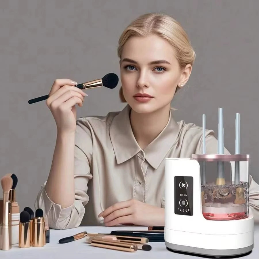 3-in-1 Electric Makeup Brush Cleaner Professional Makeup Brush Cleaning and Drying Machine - Portable USB Automatic Beauty Tool, Suitable for All Sizes of Eyeshadow, Contour, and Makeup Brush Sets