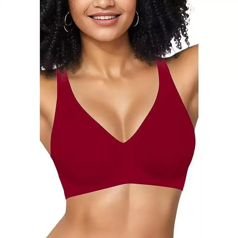 Pink Heart Seamless Wire-Free Comfortable Full-Cup Bra with Thin Molded Cups for Breathability and Support Beautiful Push Up Bra